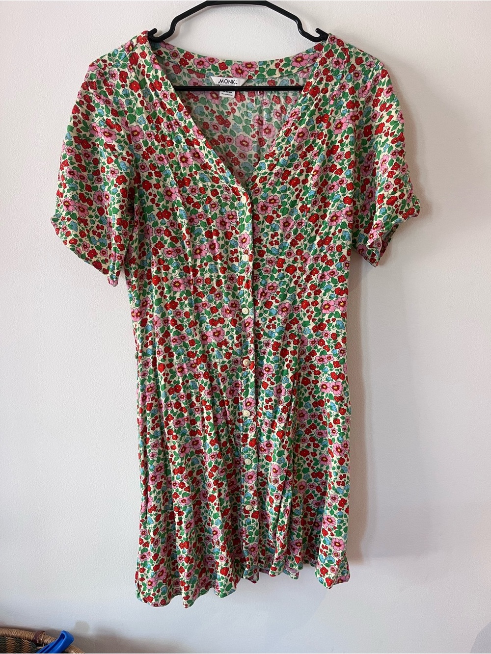 Monki Green Floral Button-Front Women’s dress